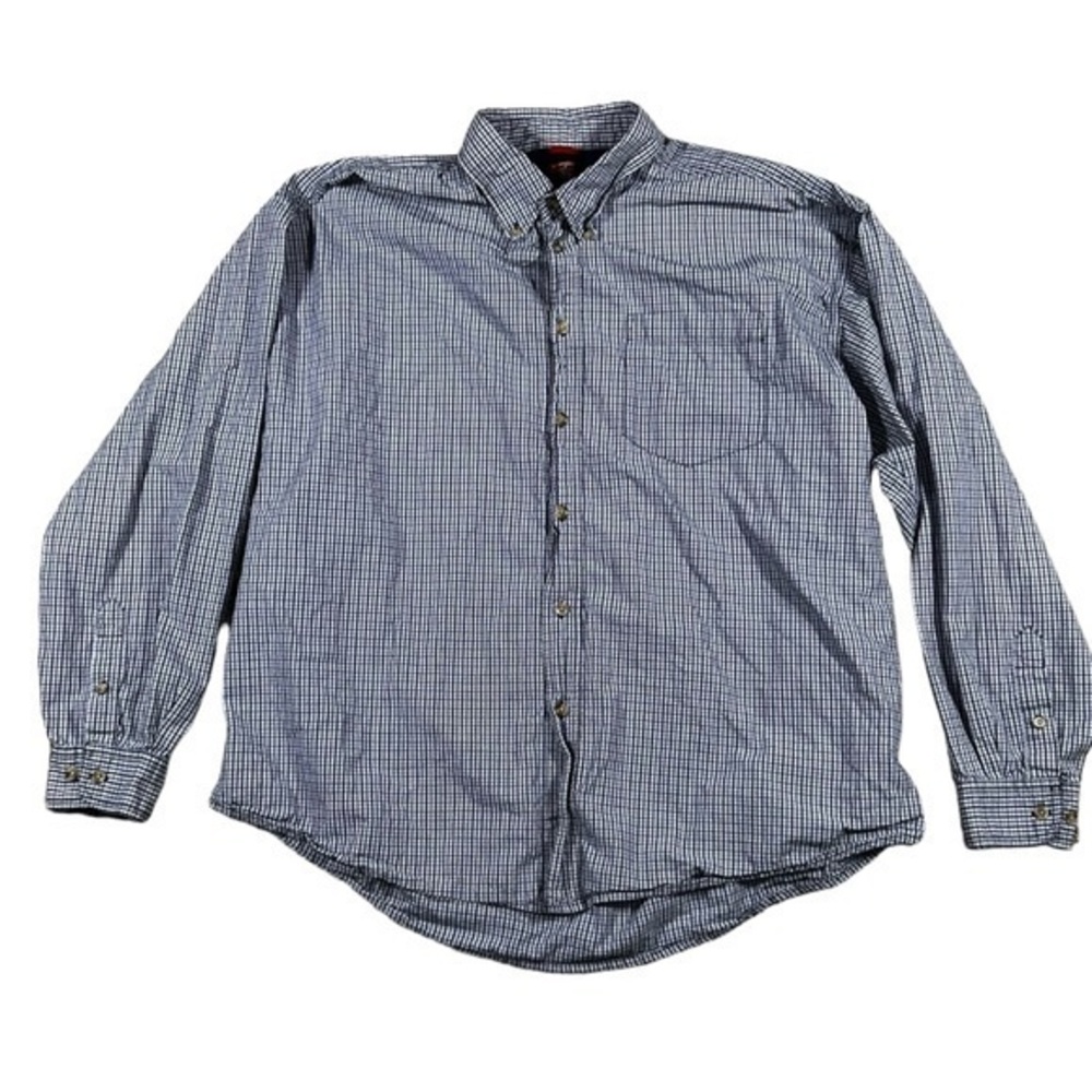 Wrangler Jeans Co Cool River Cotton Blue Plaid Button Down Shirt Size‎ XL